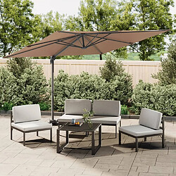 ComfortXL Parasol Déporté Avec Mât En Aluminium Taupe 300x300 Cm