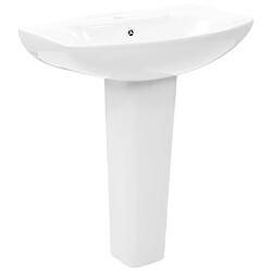 vidaXL Vasque autoportant avec socle Céramique Blanc 650x520x200 mm