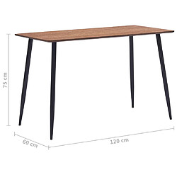 vidaXL Table de salle à manger Marron 120x60x75 cm pas cher