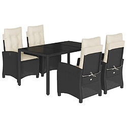 vidaXL Ensemble à manger de jardin coussins 5pcs Noir Résine tressée