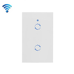 Wewoo Interrupteur connecté sans fil Touch mural en verre trempé, 2 voies, 120 mm, compatible avec Alexa et Google Home, AC 90V-250V 2A, prise US