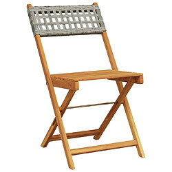 Avis vidaXL Chaises de bistrot lot de 2 gris bois massif d'acacia et rotin