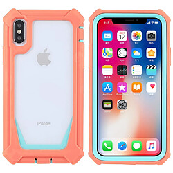 Coque en TPU + acrylique anti-rayures, détachable 2-en-1 Rose corail/vert bleuté pour votre iPhone X/XS 5.8 pouces