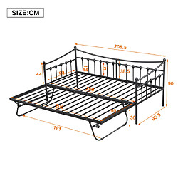 ComfortXL Lit Simple en Métal 90 x 200 cm, Noir, Pliable avec Garde-Corps de Sécurité