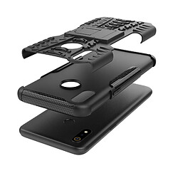 Wewoo Coque Pour OPPO Realme 3 Texture de pneu TPU antichoc + PC Housse de protection avec support noir pas cher