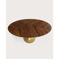 Acheter UNIQKA Leaf - Table repas ovale en manguier et métal doré L160 cm 8 pers.