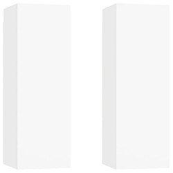 vidaXL Meubles TV 2 pcs Blanc 30,5x30x90 cm Bois d’ingénierie