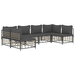 Avis Maison Chic Salon de jardin 6 pcs + coussins - Mobilier/Meubles de jardin - Table et chaises d'extérieur anthracite résine tressée -MN62788