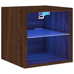 Maison Chic Meuble TV mural, Banc TV avec lumières LED pour salon, Meuble de rangement chêne marron 30x28,5x30 cm -GKD95750