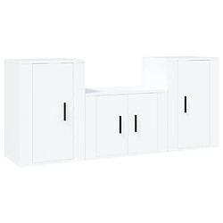 vidaXL Ensemble de meubles TV 3 pcs Blanc Bois d'ingénierie