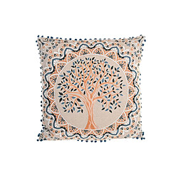 Coussin DKD Home Decor Arbre Bleu Polyester Coton Aluminium Jaune Marron Clair (60 x 20 x 60 cm)