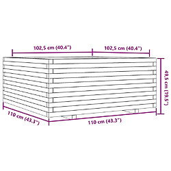 vidaXL Jardinière blanc 110x110x49,5 cm bois de pin massif pas cher