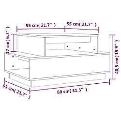 vidaXL Table basse Gris 80x55x40,5 cm Bois massif de pin pas cher