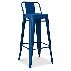 ICONIK INTERIOR Tabouret de bar avec dossier - Design industriel - 76cm - Nouvelle édition - Stylix Bleu foncé