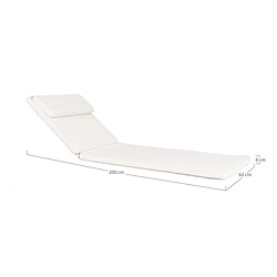 EPIKASA Coussin pour Chaise Longue Andorra, Blanc, Coton, 200x62x6 cm pas cher