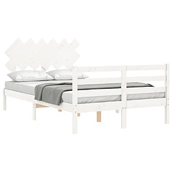 Acheter Maison Chic Lit adulte - Cadre Structure de lit avec tête de lit Contemporain blanc double bois massif -MN94398