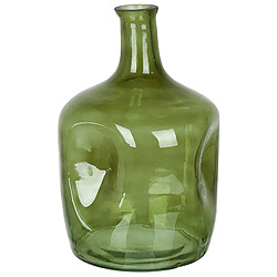 Beliani Vase à fleurs KERALA fait à la main Verre 30 cm Vert olive