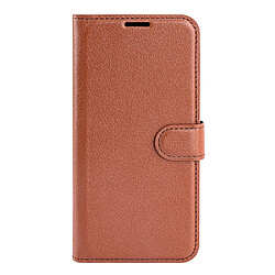 Etui en PU texture litchi, fermeture magnétique avec support, marron pour votre Realme 9i