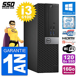 PC Dell OptiPlex 5040 SFF Intel i3-6100 RAM 16Go SSD 120Go HDMI Windows 10 Wifi - Occasion