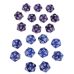 Avis 20 Pièces Dés Polyédrique Dés 20 Faces Jeux de Société - Bleu + Violet