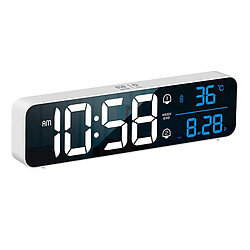 Réveil LED Intelligent Snooze Thermomètre Affichage Décor De Bureau 2000mAh Blanc