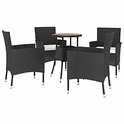 Avis Maison Chic Ensemble de bistro 5 pcs coussins,Table + chaises + coussins de jardin noir poly rotin -GKD156310