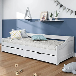 Maison Chic Lit de jour avec 2 tiroirs, Lit de repos Lit d'invité pour Salon Chambre,Canapé-lit IRUN blanc 90x200 cm bois pin massif -MN46395