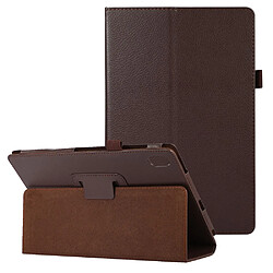 Etui en PU anti-rayures, texture litchi avec support marron pour votre Lenovo Tab 6 10.1-pouces