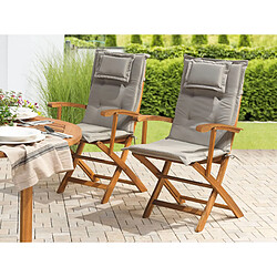 Beliani Lot de 2 coussins en tissu beige taupe pour chaises de jardin MAUI