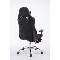 Decoshop26 Fauteuil de bureau chaise gamer avec repose-pieds extensible en tissu noir / rouge et métal chromé 10_0002736 pas cher