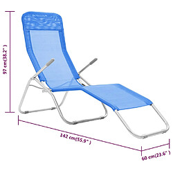 vidaXL Chaises longues pliables lot de 2 Textilène Bleu pas cher