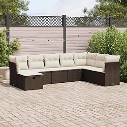 vidaXL Salon de jardin 8 pcs avec coussins marron résine tressée