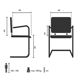 Acheter Chaise de conférence / chaise à piètement luge / siège INVENTOR V tissu noir hjh OFFICE