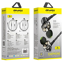 Universal [ Double dynamique ] Casque Z1 casque basse magnétique à commande filaire de 3,5 mm avec micro gris