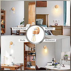 Avis Stoex 2X Applique Murale Rétro Applique Murale Moderne Lampe Murale D'Intérieur Simple,Métal Et Bois, Pour Chambre Coucher, Au Couloir Du Salon, Blanc