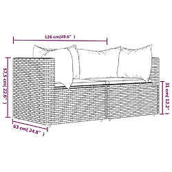 vidaXL Canapés d'angle de jardin et coussins 2pcs Noir Résine tressée pas cher