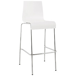 Alterego Tabouret haut 'KWATRO' empilable en bois blanc sur 4 pieds