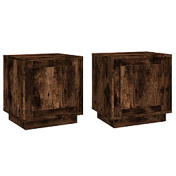 Maison Chic Lot de 2 Tables de chevet - Tables de Nuit chêne fumé 44x35x45 cm bois d'ingénierie