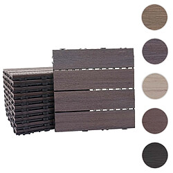 Mendler Carreaux en WPC, HWC-E20, aspect bois pour terrasse,structure 3-D ~ 4 carreaux à 50x50 cm = 1 m², gris-marron