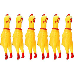 Paquet De 6 Jouets De Poulet Hurlant En Caoutchouc Jaune Jouet De Poulet Grinçant En Caoutchouc Nouveauté Et Caoutchouc Durable