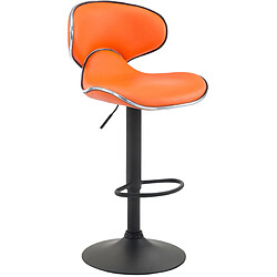 Decoshop26 Lot de 2 tabourets de bar design contemporain pieds en métal noir assise en synthétique orange 10_0000343