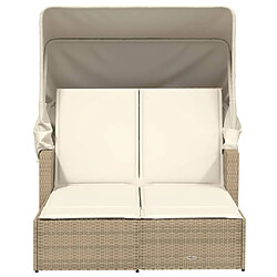 Acheter Maison Chic Chaise longue | Bain de soleil double avec auvent et coussins beige poly rotin -GKD30264