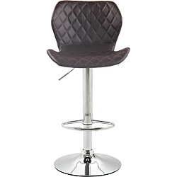 Decoshop26 Tabouret de bar x1 avec coutures décoratives en forme de losanges en PVC marron et métal chromé 10_0004647