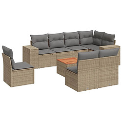 Maison Chic Salon de jardin avec coussins 9 pcs | Ensemble de Table et chaises | Mobilier d'Extérieur beige résine tressée -GKD87046