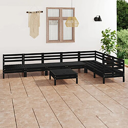 vidaXL Salon de jardin 8 pcs Bois de pin massif Noir