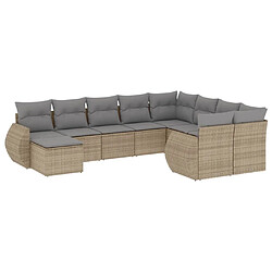 Maison Chic Salon de jardin avec coussins 10 pcs | Ensemble de Table et chaises | Mobilier d'Extérieur beige résine tressée -GKD26102