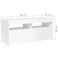 vidaXL Meuble TV avec lumières LED blanc brillant 90x35x40 cm pas cher