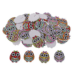 Boutons en bois de hibou de la bande dessinée 50pcs mélangés pour la décoration de couture de scrapbooking