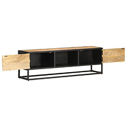 vidaXL Meuble TV avec porte sculptée 130x30x40cm Bois de manguier brut