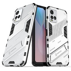 Coque en TPU antichoc à double couche avec béquille blanc pour votre Vivo Y21